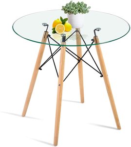 Muebles de mesa con estilo para el hogar, mesa de diseño moderno de madera y vidrio para café, Hotel, restaurante, mesa de forma redonda - Product Image 5