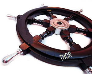 Volante de barco de madera marrón náutico para decoración del hogar, artículo de regalo de 24 "con mango de latón coleccionable - Product Image 4