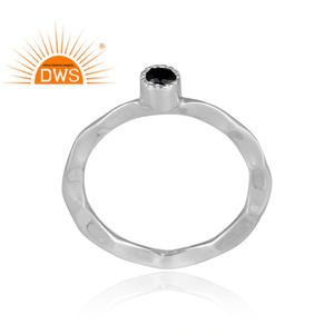 Anillo apilable de Plata de Ley 925 con gema de espinela negra Natural, joyería de fabricante de la India - Product Image 2