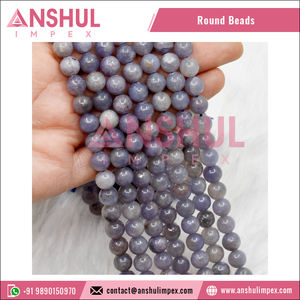 Anshul Impex, fabricant indien de perles en pierre naturelle, perles rondes en Lepidolite bleue de 8 mm pour la fabrication de bijoux, prix de gros - Product Image 5
