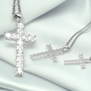 Hermoso collar cruzado de circón 5A de moda para mujer, joyería de compromiso y fiesta de boda en plata de ley - Product Image 5