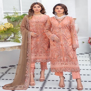 Trajes Shalwar Kameez de Chifón de Alta Calidad Marca Ramsha para Adultos, Estampado Digital Indio/Pakistaní, Suaves, para Bodas y Fiestas - Product Image 1