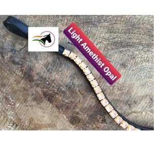 Cinta Frontal Ecuestre de Lujo para Caballos, 8 mm, Cristal de Ópalo Amatista Claro, Cuero de Alta Calidad, Diseño Ondulado, Cierre de Cinta Adhesiva Abierta - Product Image 4