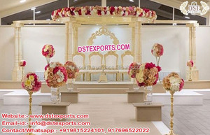 Boda Arte de madera Triple Pilar Mandap Hermosa Boda de madera Mandap Configuración Diseñador Boda Arte de madera Mandap EE. UU. - Product Image 5