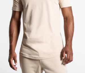 เสื้อยืดผู้ชายสีแทนด้านล่างเป็นทรงกลมเสื้อยืดผ้าฝ้าย100% ตามสั่ง - Product Image 4