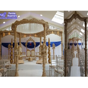 Mandap en bois de style vintage Queen, Mandap rond en bois pour les mariages Maharani, décoration de mariage, Mandap Ananya sculpté en bois, Australie - Product Image 1