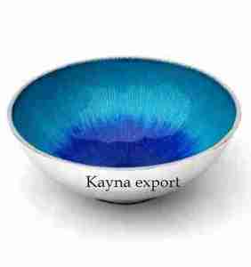 ชามกลมเคลือบเงาโลหะสีน้ำเงินสำหรับตั้งแคมป์ - Product Image 1