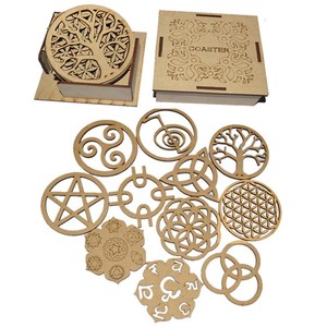 Assorted Design Wooden <b>Coaster</b> Set Jewelry Stone Gift Packing - Product Image 2