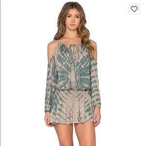 Großhändler von Sommer Outing Wear Kleider für Mädchen Wear Rayon Tie Dye Cold Shoulder Romper