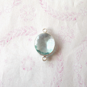 Aqua Quartz Forma hecha a mano Plata de Ley 925 Chapado en oro 12mm Piedras preciosas Doble fianza Bisel facetado Conector Joyería - Product Image 3