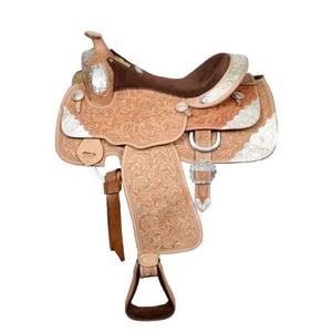Selle de couleur naturelle Selle Western de cheval brun foncé avec design en cuir Selle Western de cheval - Product Image 1