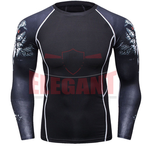 Custom Logo Men Long Sleeve Rash Guard Polyester Spandex Sublimation <b>Compression</b> <b>Shirt</b> for MMA Wear - Product Image 4