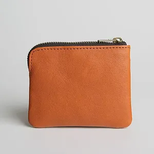 Nam Handmade Leather Mini PHÚT Ví Zipper Coin Pack Phong Cách Ngắn Phụ Nữ Ví Nhỏ Thẻ Túi ATO-0146
