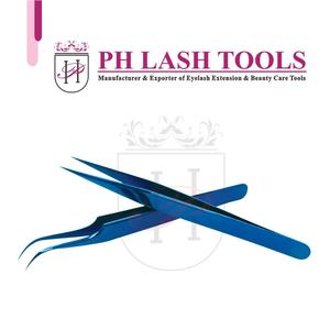 Paire de pinces à épiler bleues pour faux cils, incurvés et droits, pour étiquette privée, paire de faux-cils, outils de maquillage, - Product Image 5
