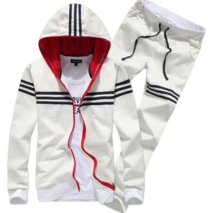Plain Polyester Men's Stripe Sportswear Tracksuits With Zip Up For Gym Sport Suit - Product Image 4
