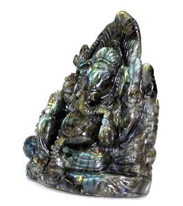 Statue de Ganesh en labradorite sculptée à la main, sculpture spirituelle du dieu hindou, style chakra religieux, pierre précieuse, hauteur 8 pouces - Product Image 1