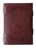 Nouveau design pentagramme en relief avec des pierres cloutées en cuir véritable marron cahier et carnet de croquis avec double serrure en laiton antique C