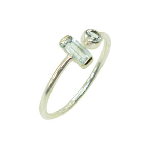 Anillo de Plata de Ley 925 con piedras preciosas de Topacio Azul, joyería fina - Product Image 1