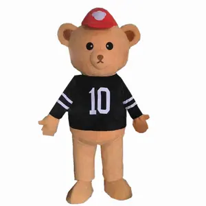 HOLA cute teddy bear mascot costume with black T-shirt