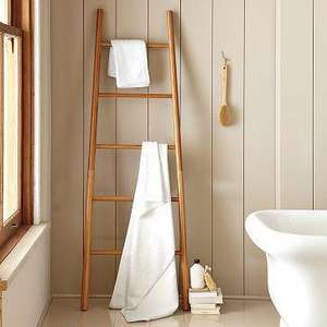 Single <b>Step</b> Natural Bamboo Holding Towel Rack 5-<b>Step</b> Folding <b>Ladder</b> for Decoration or Craft Elegant Bamboo Holder - Product Image 3