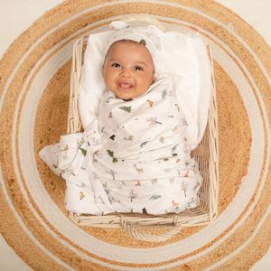 Gorro de bebé con estampado de oso de algodón orgánico, gorro de invierno anudado para niños pequeños de 0 a 6 meses para playa y actividades al aire libre - Product Image 4