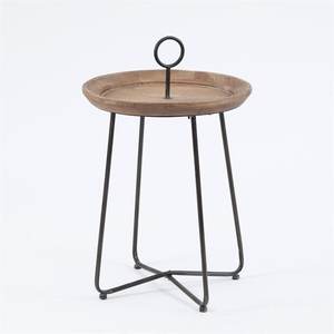 Metal Side Table With Marble Top & Wooden <b>Shelf</b> Handcrafted Contemporary Design by Axiom Home Accents - Product Image 4