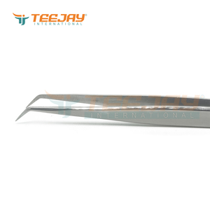 Pince à épiler pour Volume et Isolation des cils, en argent poli, outil professionnel, 14cm, 45 degrés - Product Image 3