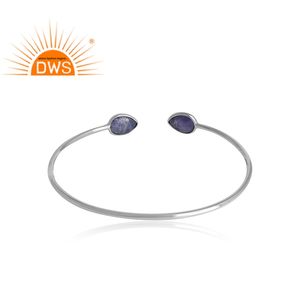 Bracelet à manchette en argent Sterling 925, vente en gros de bijoux, pierres précieuses, zanite naturelles, fournitures de styliste pour femmes - Product Image 3