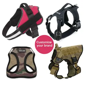 Popular manufacturers new arrival luxury design logo adjustable pet body dog harness set custom for small large breed dogs