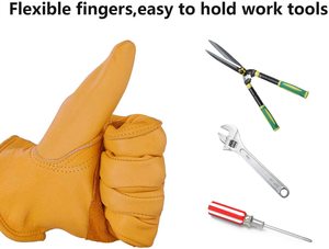 Leather Work Gloves Stretchable Wrist Tough Cowhide Sweat Absorbent Protective All-Works Hand Safety for Outdoor Food Industries - Product Image 5