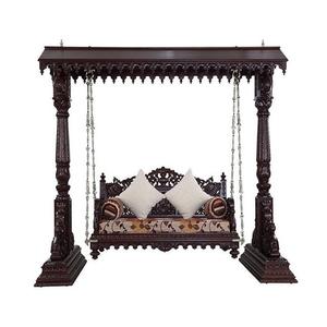 ชิงช้าพระราชแบบดั้งเดิมแกะสลักสวยงามสำหรับบ้าน,ไม้สักแกะสลักเต็มรูปแบบ Jhula ไม้สักไม้ Oonjal/Jhula สำหรับในร่ม - Product Image 1