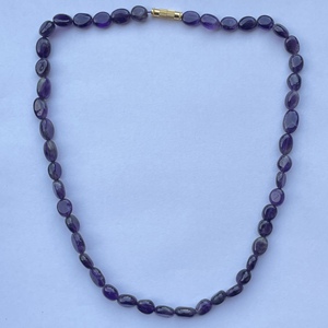 Collar de cuentas de piedras preciosas ovaladas lisas de amatista Africana Natural de 8mm y 10mm, proveedor de joyería, precio de fábrica al por mayor en línea DIY - Product Image 1
