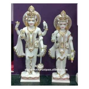 Sculpture makporte-bonheur, belle Sculpture en marbre blanc pur joynu lxmi - Product Image 1