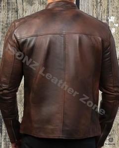 Veste en cuir d'agneau en peau de vache style motocyclette Veste d'hiver grande taille à la mode respirante - Product Image 4