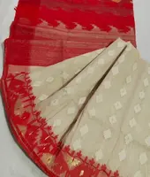 Стандартное красно-белое сари Jamdani