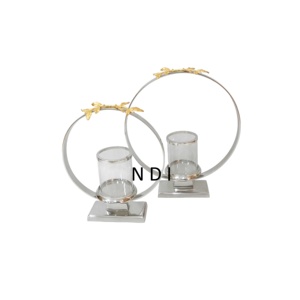 Transparent Glass Metal Candle Holder With Silver Plated Finishing Wedding Party Dinner <b>Table</b> Top Decor Candle Holder Stand - Product Image 4