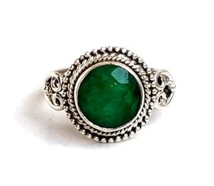 925สเตอร์ลิงแหวนหินสีเขียวหินแฮนด์เมดแหวนเงิน - Product Image 2