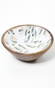 Bol de service en bois d'acacia imprimé émaillé, exportateur en gros, nouveau design, fournisseur de bols de service en bois imprimé - Product Image 5