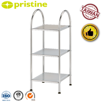 Étagère d'angle en métal moderne et durable à 3 niveaux, finition chromée, gain de place, rangement pour salle de bain et maison