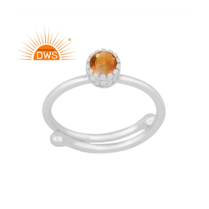 แหวนเงินแท้คุณภาพดีเยี่ยมประดับพลอยซิทรินธรรมชาติ ปี 2026 สำหรับผู้หญิง ผลิตโดยผู้ผลิตเครื่องประดับ - Product Image 1