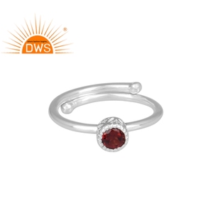 Bijoux bague en argent Sterling 925 fait à la main, pierre précieuse rondes en grenat, empilable, vente en gros - Product Image 1