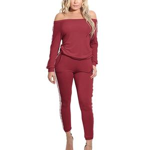 Conjunto de chándal con hombros descubiertos para mujer, Pantalón deportivo para gimnasio y trotar - Product Image 4