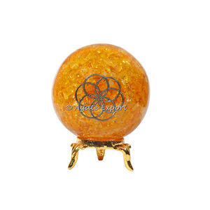 Vente en gros de sphères d'orgone en quartz doré Oeuf de pierre naturelle Pierre précieuse sculptée Orgonite Produits énergétiques Motif dégringolé Style d'amour - Product Image 1