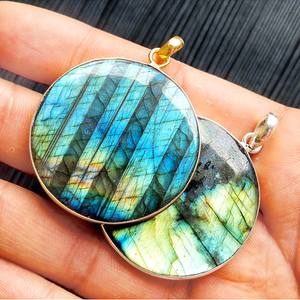 Gold Filled Silver Pendant Faceted Labradorite Moon <b>Charm</b> Men's Stainless Steel <b>Cross</b> Pendant Gold Plated Labradorite Cabochon - Product Image 6