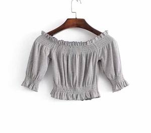 Plus Sizes off Shoulder Crop Top Women Fashion Basic <b>Blouse</b> Short <b>Girls</b> Cool Spring 2019 Elastic Tops - Product Image 3