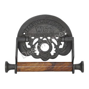 Porte-papier hygiénique en fonte poignée en bois vente chaude porte-papier de soie sculpté à la main pour salle de bain et cuisine - Product Image 5