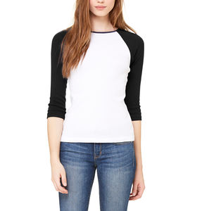 Women's New Style Fashionable Sexy Custom OEM <b>Raglan</b> 3/4 <b>Sleeves</b> Tee Girls Comfort Fit Sporty Two Tone <b>Raglan</b> <b>Sleeve</b> <b>T</b>-<b>Shirt</b> - Product Image 3
