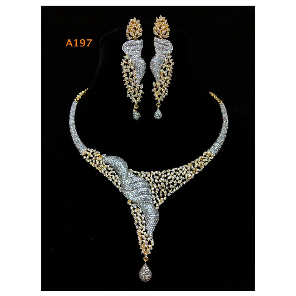 Exclusive Zirconia Fashion Necklace African Design Jewelry Set Traditional