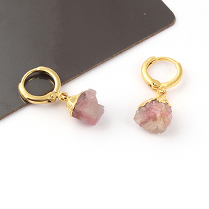 Personalized Raw Birthstone Crystal <b>Earring</b> Natural Rough Look Tourmaline <b>Clip</b>-<b>on</b> <b>Earring</b> 18k Gold Plated Women Jewelry <b>Drops</b> - Product Image 3