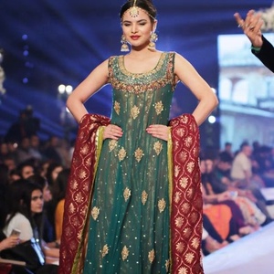 ATIYA LIBAS Beautiful Heavy Party/Wedding Wear Long Chiffon Kurta Gharara Heavy Broderie Zardozi Work-Casual Indie Folk Style - Product Image 1